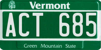VT license plate ACT685