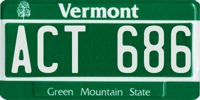 VT license plate ACT686