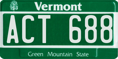 VT license plate ACT688