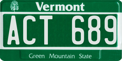 VT license plate ACT689