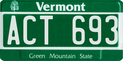 VT license plate ACT693