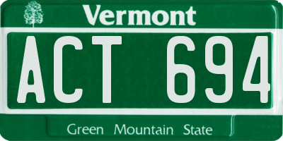 VT license plate ACT694