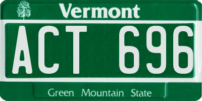 VT license plate ACT696