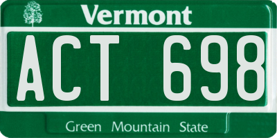 VT license plate ACT698