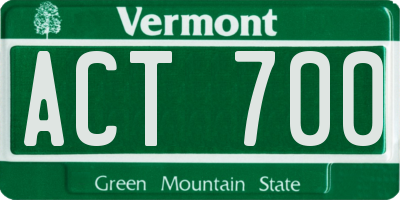 VT license plate ACT700