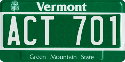 VT license plate ACT701