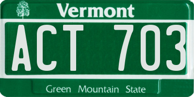 VT license plate ACT703