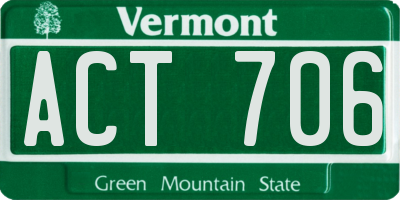 VT license plate ACT706