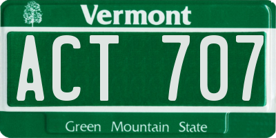 VT license plate ACT707