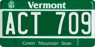 VT license plate ACT709