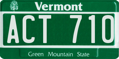 VT license plate ACT710