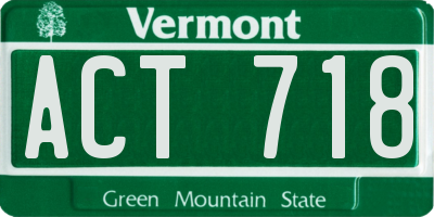 VT license plate ACT718
