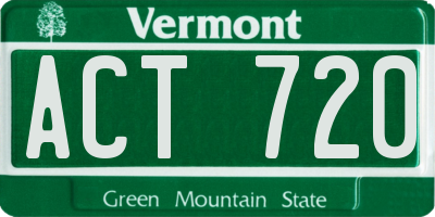 VT license plate ACT720