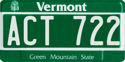 VT license plate ACT722