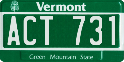 VT license plate ACT731