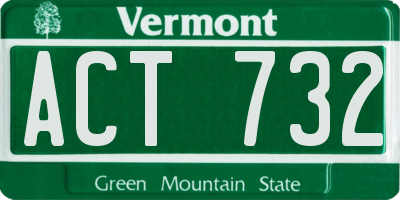 VT license plate ACT732