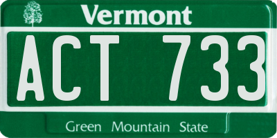 VT license plate ACT733