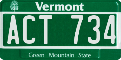 VT license plate ACT734