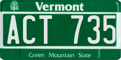 VT license plate ACT735