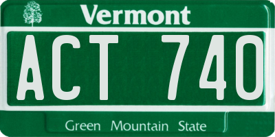 VT license plate ACT740