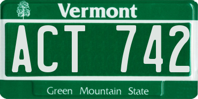 VT license plate ACT742