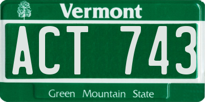 VT license plate ACT743