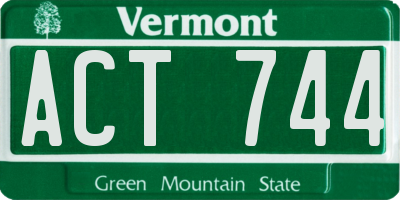 VT license plate ACT744