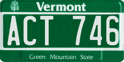 VT license plate ACT746