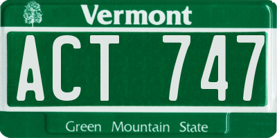 VT license plate ACT747