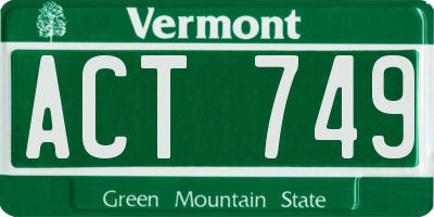 VT license plate ACT749