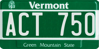 VT license plate ACT750