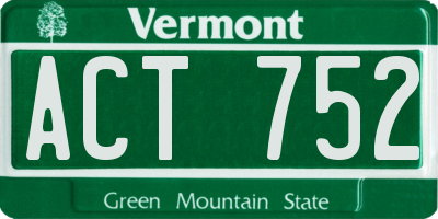 VT license plate ACT752