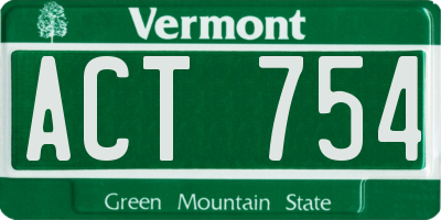 VT license plate ACT754