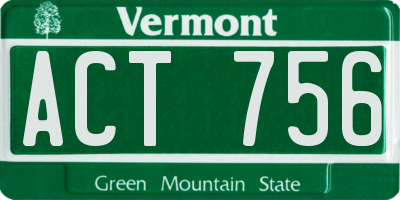 VT license plate ACT756