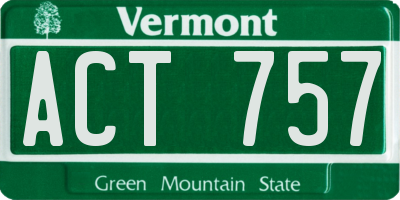 VT license plate ACT757