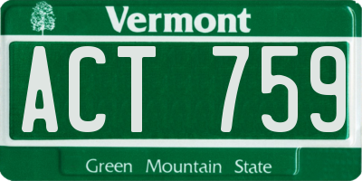 VT license plate ACT759
