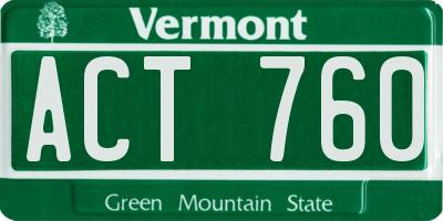 VT license plate ACT760