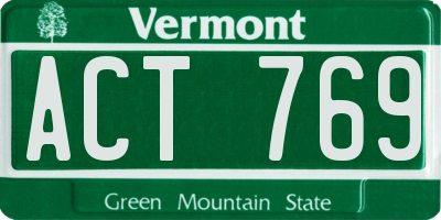 VT license plate ACT769