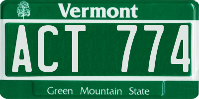 VT license plate ACT774