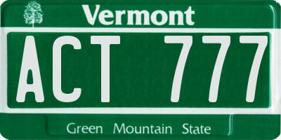 VT license plate ACT777