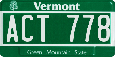 VT license plate ACT778