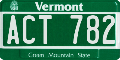 VT license plate ACT782
