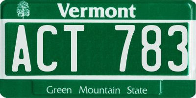 VT license plate ACT783