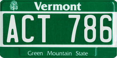 VT license plate ACT786