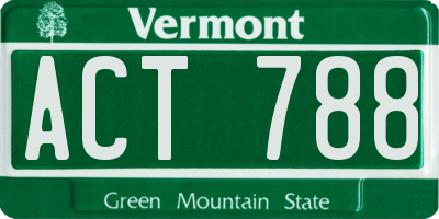 VT license plate ACT788