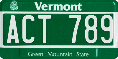 VT license plate ACT789