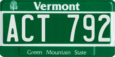 VT license plate ACT792