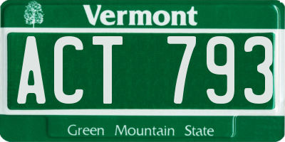 VT license plate ACT793