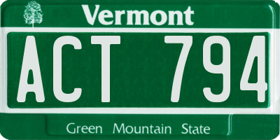 VT license plate ACT794