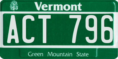 VT license plate ACT796